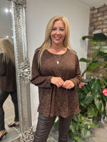 Chocolate Textured Mesh Top Nadia